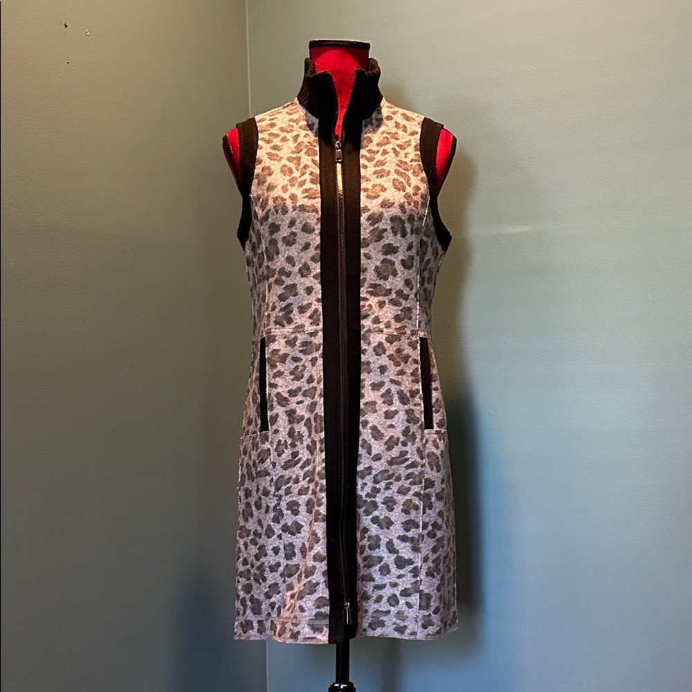 Johnston & Murphy Sleeveless Leopard-Print Zip Front Dress XS